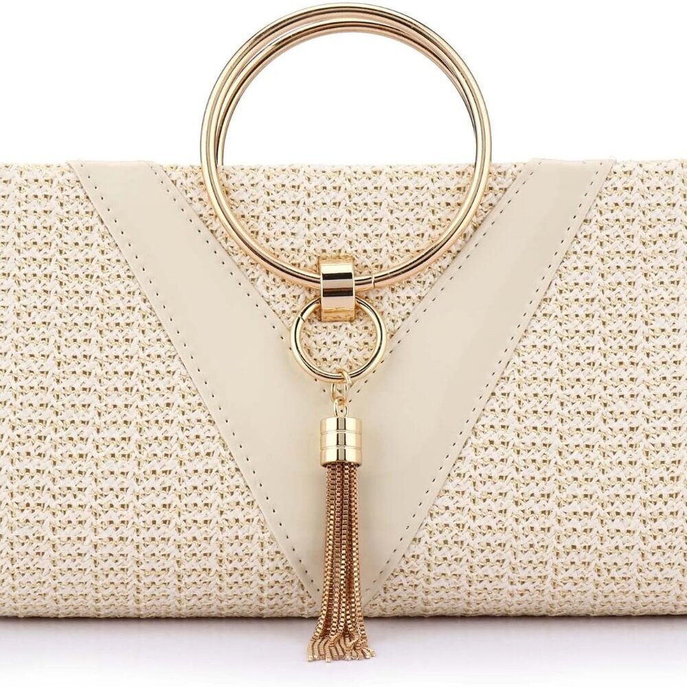 Women Straw Bag Crossbody Clutch Evening Clutch Purse Beach Shoulder